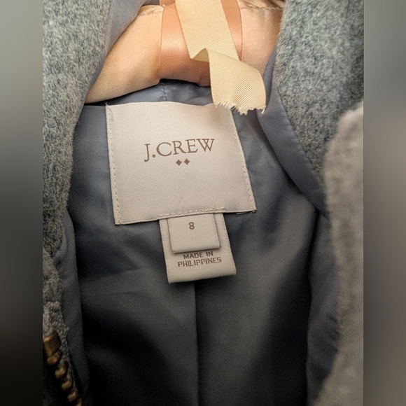 J. Crew Gray  Coat with Faux Fur Trim - Picture 2 of 5